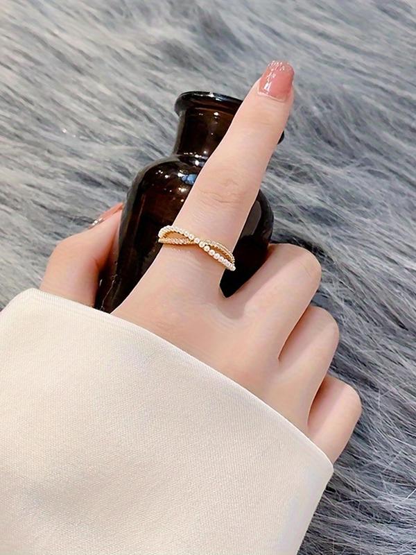 Women's Elegant Criss Cross Design Ring, Exquisite Trendy Ring, Fashionable Jewelry for Women As Gift for Daily & Party Decoration 4