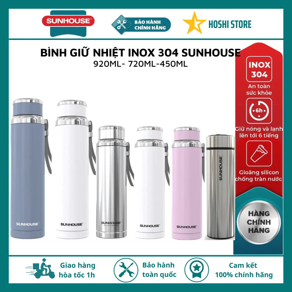Bình giữ nhiệt Inox 304 Sunhouse 450ml KS-TU450I