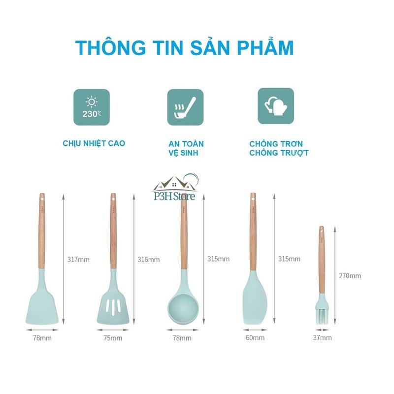 Product Introduction of Dụng cụ bếp bằng silicone cán gỗ sồi tự nhiên Fasola SH-121 3