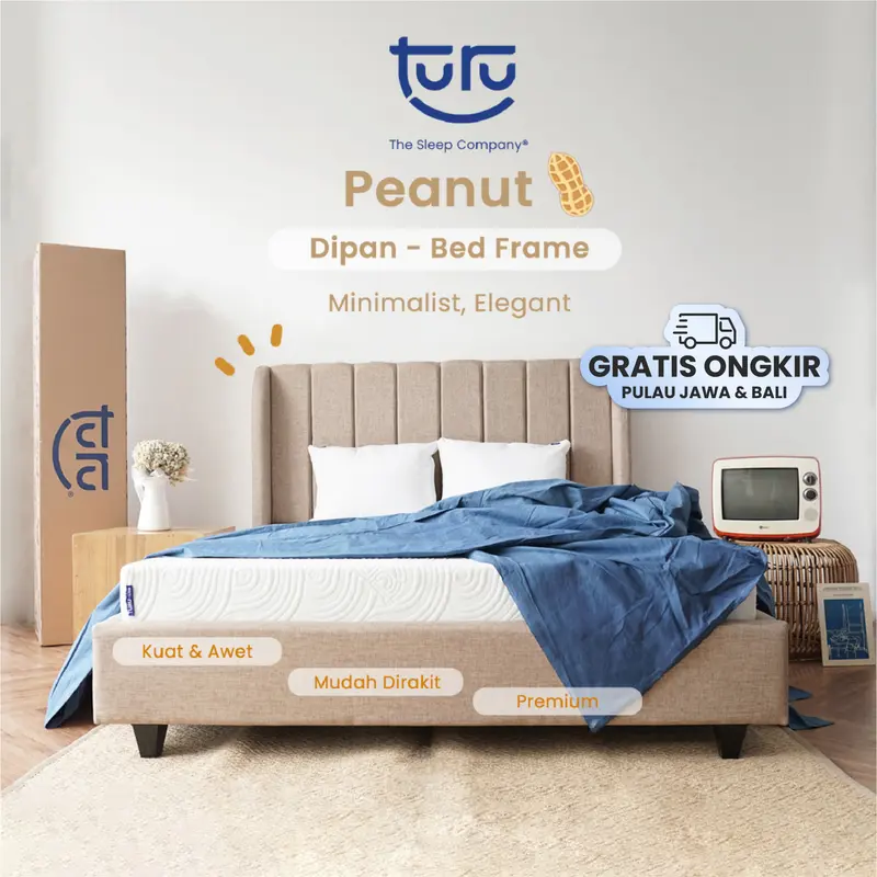Dipan / Tempat Tidur / Bed Frame TURU varian Peanut / OAT - Knockdown 2