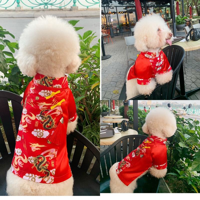 NÚT TÀU áo dài tết 2025 Cho Thú Cưng. Quần áo thú cưng chó mèo