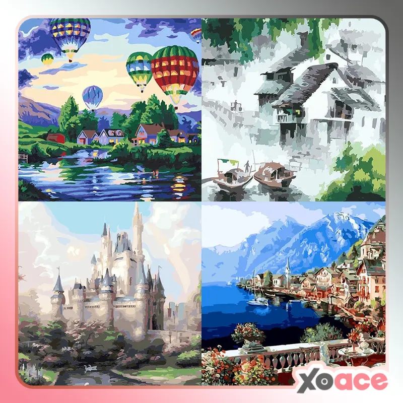 40x50 Canvas Paint By Number Kit Painting By Numbers DIY Lukisan Seri Q Scenery 1