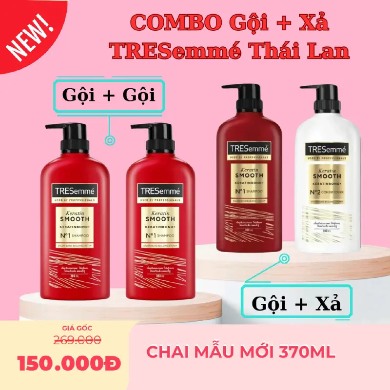 Combo 2 chai Dầu Gội+Xả Tresemme Thái Lan 370ml/chai Women 0