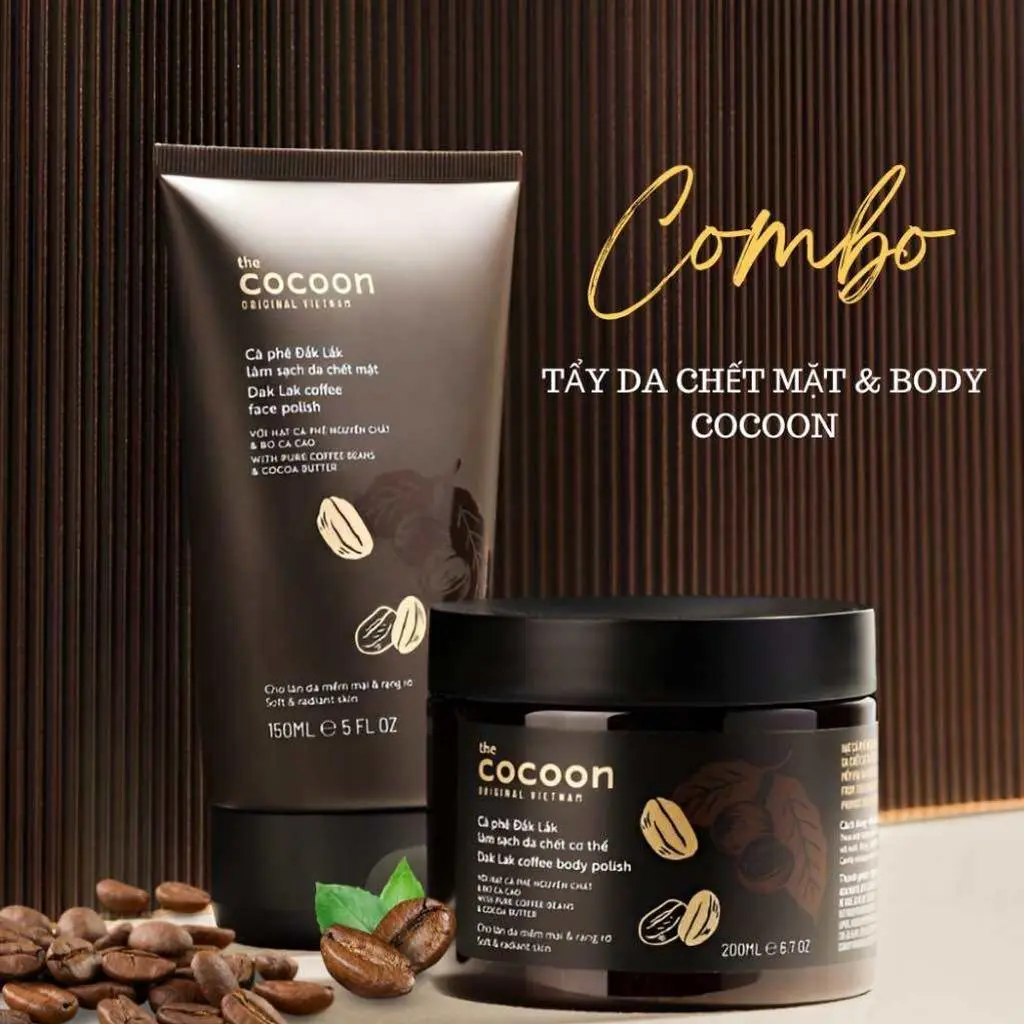 Combo Tẩy da chết cho mặt, cho bodyChiết xuất cà phê Đắk Lắk, cấp ẩm cho da, giúp da mềm mịn Tẩy da chết