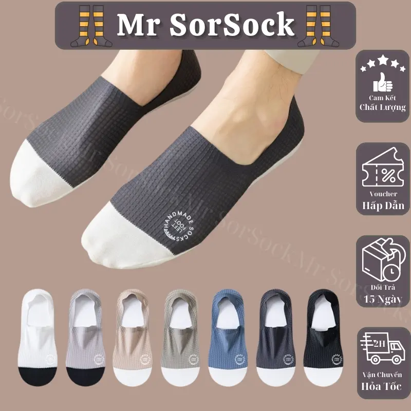Combo 6 đôi Tất/Vớ hài nam Caro có silicon chống tụt gót, chất lụa cực mềm và mát Menswear 0