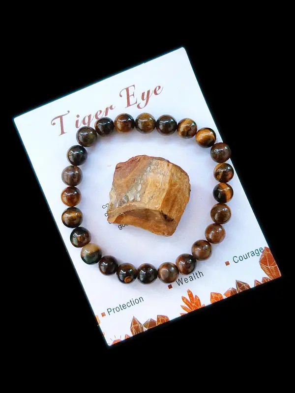 Tiger Eye Stone Beaded Bracelet, Fashion Accessories for Both Men & Women, Trendy All-match & Exquisite Jewelry for Birthday Gift 0