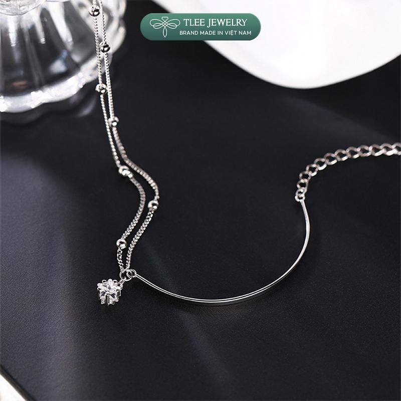 Product Introduction of Lắc tay bạc nữ TLEE dây kép bi nối thanh bạc nhỏ ngôi sao đá sáng lấp lánh TLEE JEWELRY LT0227 2