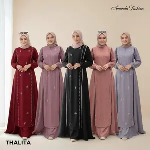 Gamis Amanda Thalita Rayon Twill Premium Bordir Tabur (Free Pouch, Goodie Bag)