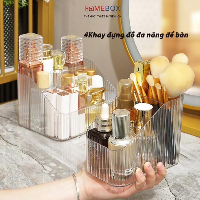  Khay Đựng Mỹ Phẩm Trong Suốt Để Bàn Hộp Nhựa Đựng Đồ Tiện Ích Bút Văn Phòng Phẩm Đồ Trang Điểm Đa Năng 