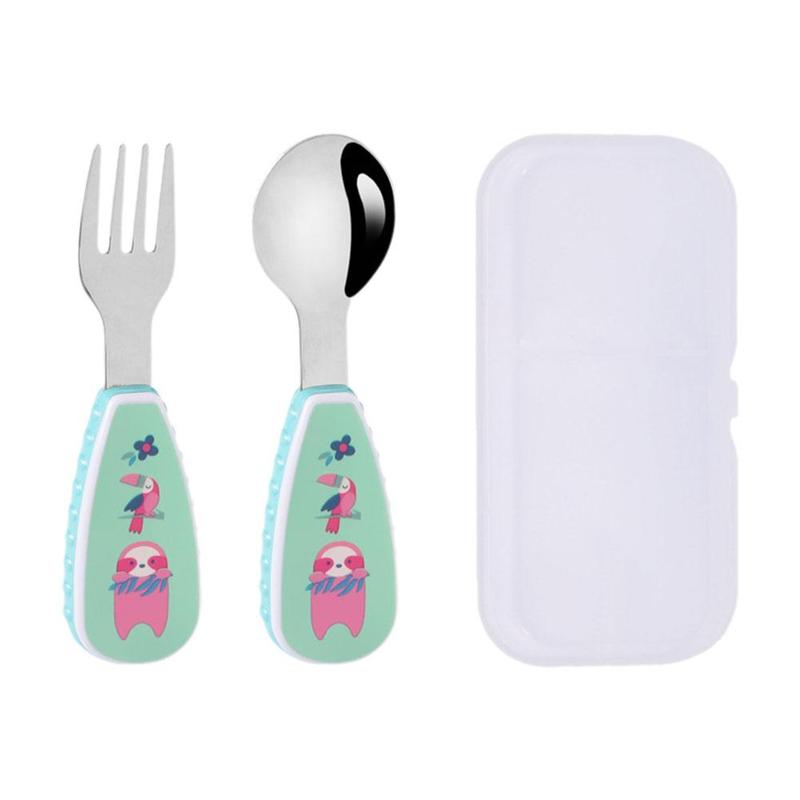 Product Introduction of 1 Set Cute Tableware Food Training Spoon Dessert Spoon For Children Feeding Spoon Fork Baby U0F6 26