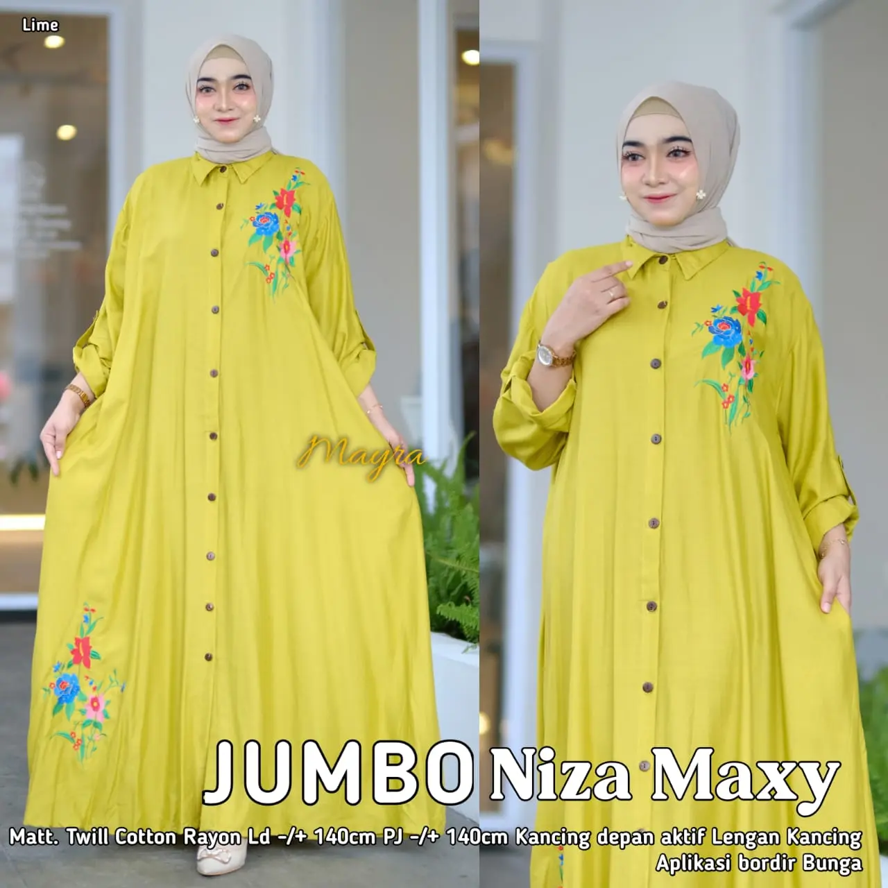 Gamis Jumbo Super Besar LD 140 Muat Bb 100 Bahan Rayon Adem Lembut Bordir