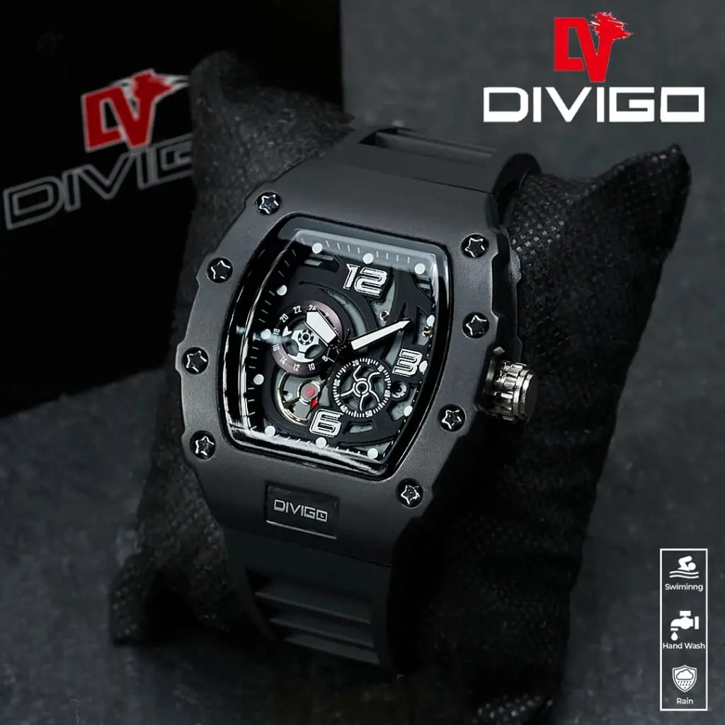 Jam tangan Divigo RM DV-2304 Analog Sport Original Tahan Air Strab Rubber Tanggal Aktif