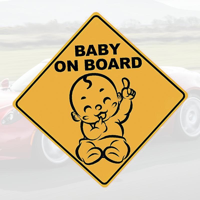 Baby Safety Warning Sticker, Cartoon Baby Pattern Decal, Waterproof Car Sticker For Window Bumper 6