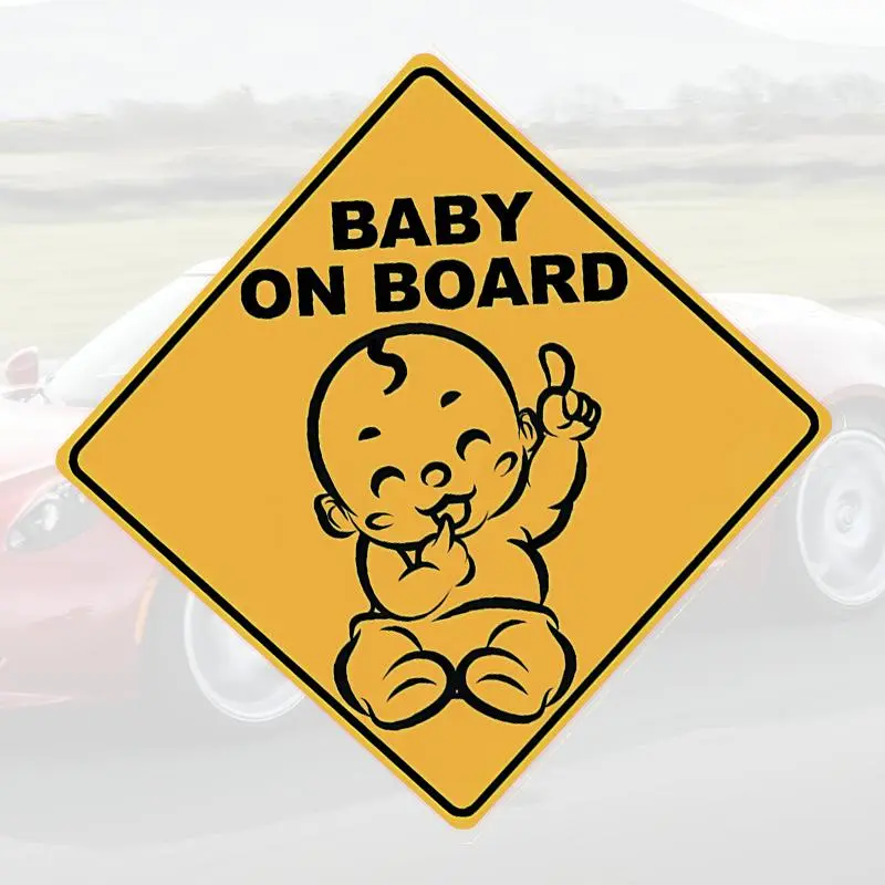 Baby Safety Warning Sticker, Cartoon Baby Pattern Decal, Waterproof Car Sticker For Window Bumper 6