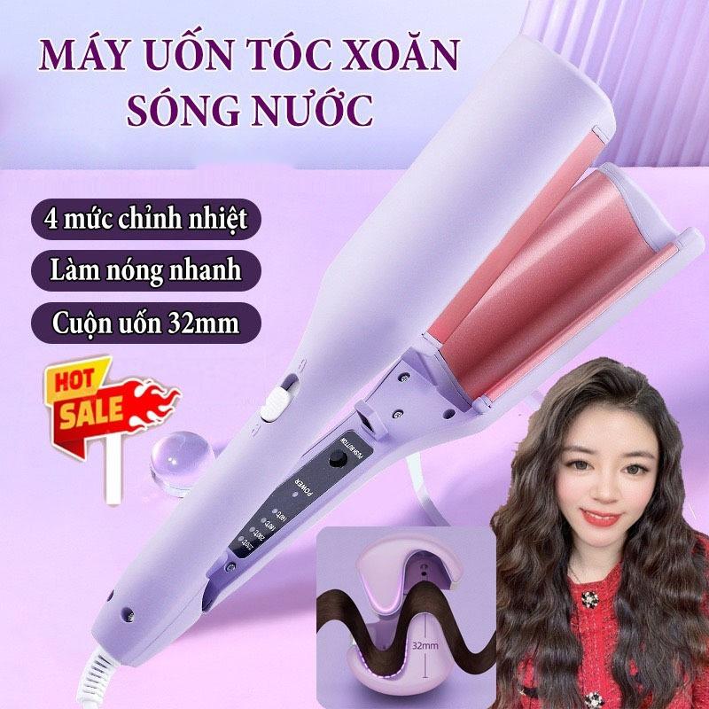Máy Uốn Xoăn Sóng Hippie Size 32mm Máy Làm Tóc Xoăn Gợn Sóng Nước Dập Xoăn Lượn Sóng Cao Cấp Mới