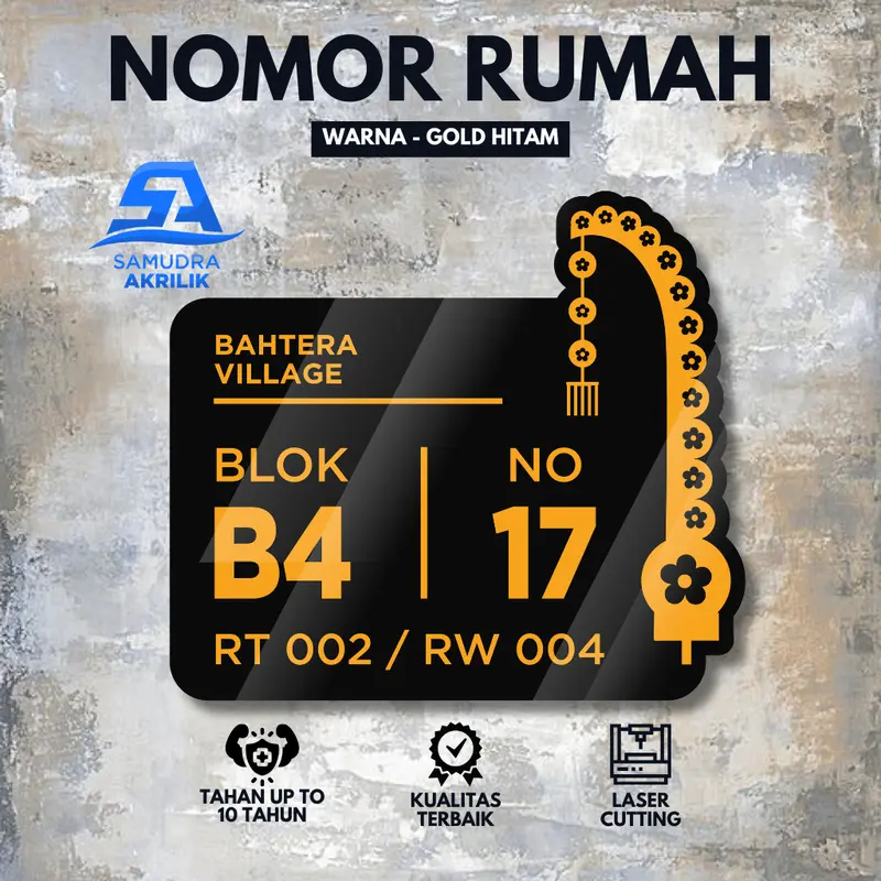 Nomor Rumah Akrilik Aesthetic Minimalis Bebas Custom Villa Kos Penginapan Hotel Thema Bali Tempel B5 Mobil 0