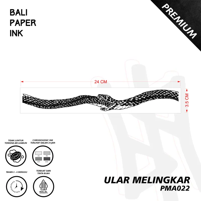 Tato Ular Melingkar PMA022 Temporarry Stiker Tato By Bali Paper Ink Armband 0