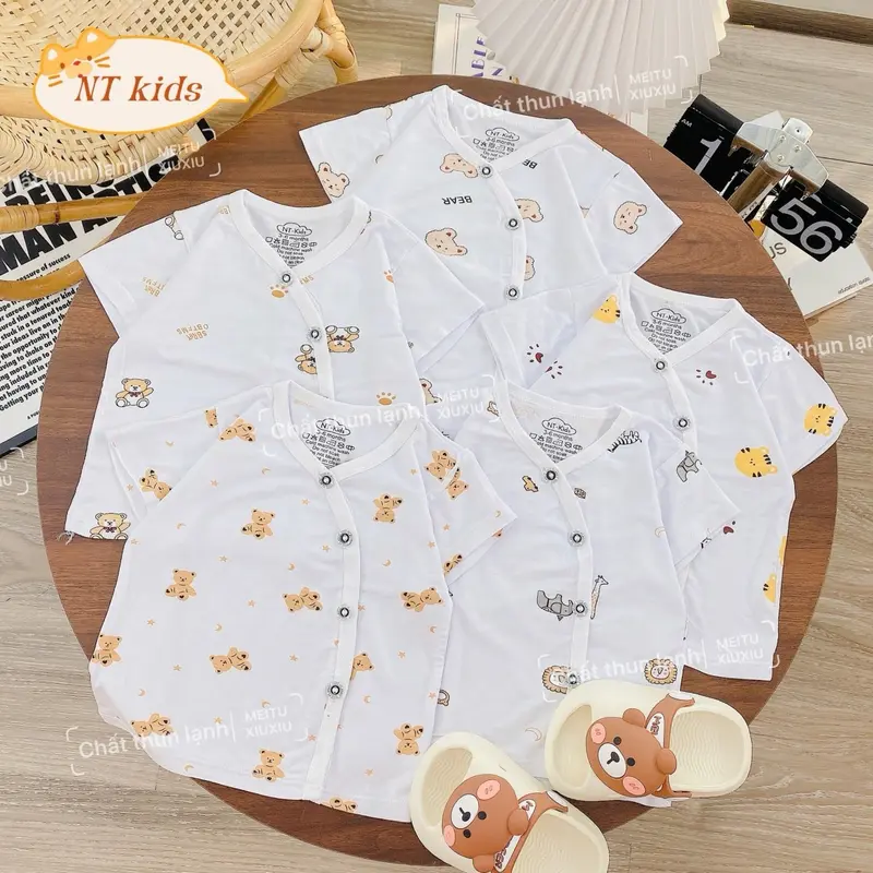 Combo  5 Áo Cộc Tay Họa Tiết  Chất Pettit Cho Bé VT-Mv- Mky Kids Chất Liệu Mềm Mịn Thun Lạnh Size 3 -8kg 0