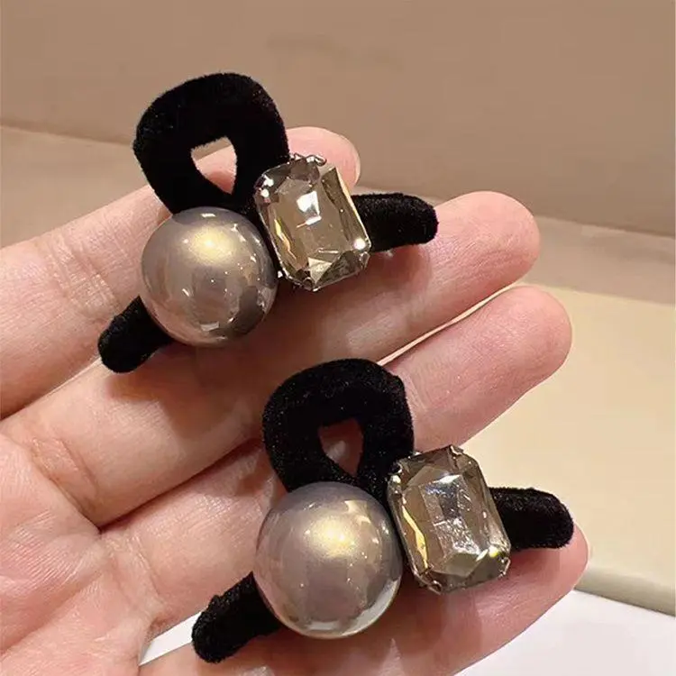 Premium Velvet Grey Rhinestone Bangs Small Grab Clip Female Hairpin Shark Clip Hairpin Headgear