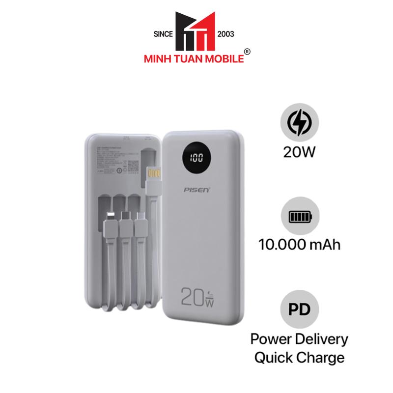 Pin sạc dự phòng Pisen 10.000 mAh 20W PowerFo Library
