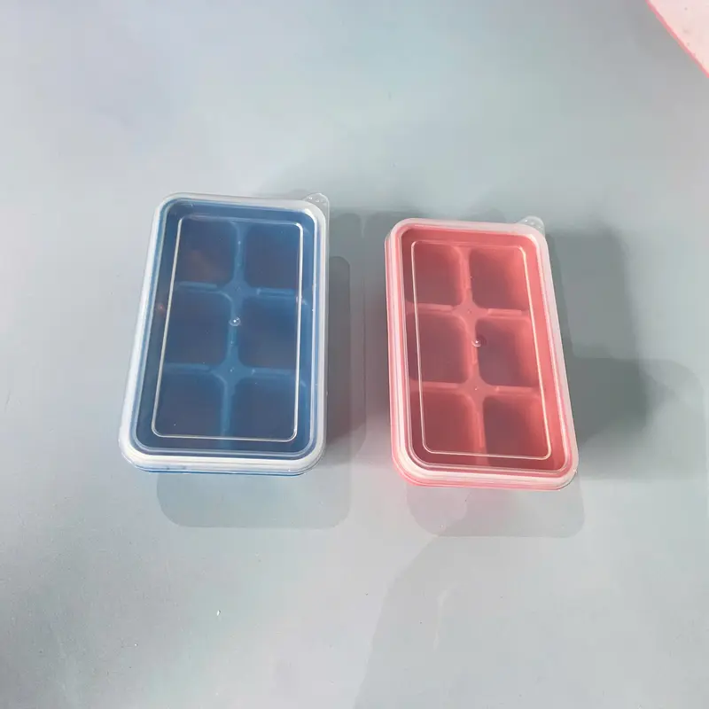 Combo 5 Khay Làm Đá 6 Ô Chất Liệu Nhựa Kết Hợp Silicon, Khay Làm Đá Có Nắp Đậy , Sâu Lòng , Khuôn Làm Đá, Khuôn Làm Thạch khayla  mdavientron 5