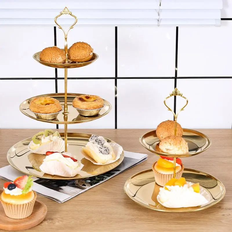 Multi-layer Cake Stand, 1 Count Vintage Multi-layer Dessert Stand, Snack Tray for Outdoor Party, Camping Kitchenware