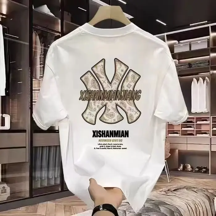 Áo Thun Ngắn Tay, Chất Liệu Cotton Nặng, Dành Cho Trang Phục Mùa Hè Của Nam Giới, Hợp Xu hướng Và Đẹp Trai, Thời Trang, Áo In Đơn Giản Menswear Cổ Tròn