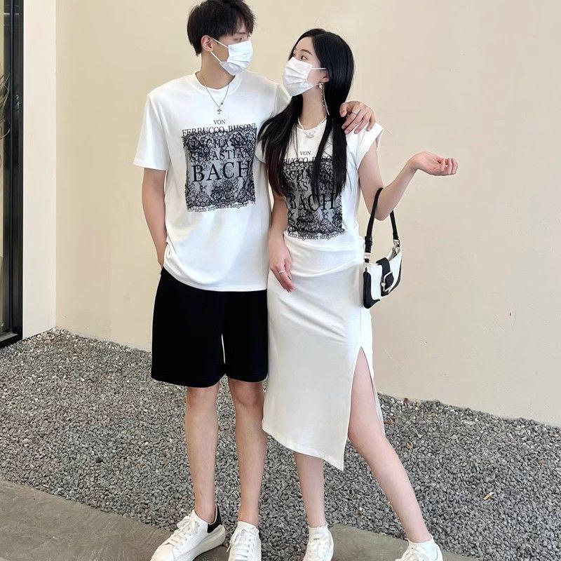 Trang Phục Cặp Đôi Mùa Hè, 2023 Mới, Áo Phông Và Một Chiếc Váy Dài, Bộ Đồ Mỏng, Cao Cấp, Thích Hợp Cho Năm 2024 4