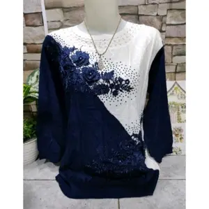 Atasan bordir kekinian kova by bellina/Atasan Rajut Wanita Abg Dan Dewasa Terbaru Model Korean Nyaman Knitwear Baju Panjang Sweater Tebal   Hitam kaos raju plus size teracota Cardigan Motif