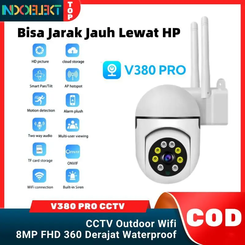 V380 Pro CCTV WIFI Bisa Jarak Jauh Lewat HP 8LED Putih FHD Kamera CCTV Ponsel CCTV Tempel Two Way Talk IR Night Vision PTZ  Camera Wireless