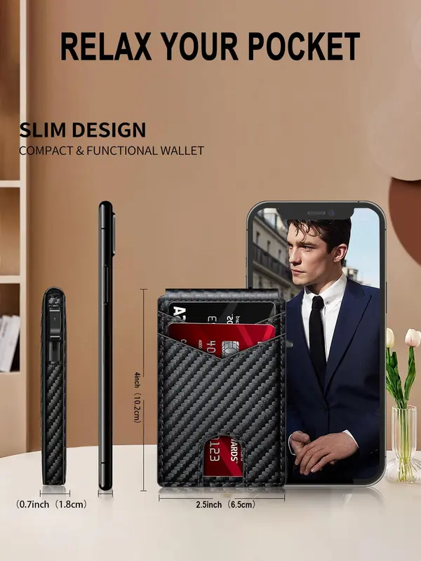 Men's Business Rfid Blocking Wallet, Simple Plain Multi Card Slots Wallet, Minimalist Matching Super Slim Card Holder for Men Back To School, Business Matching Wallet 3