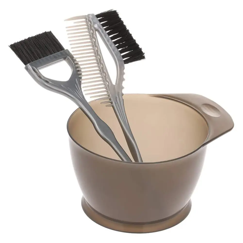 Leiing- 3Pcs Hair Dye Colouring Brush Comb Color Mixing Bowl Hairdressing Styling Kit