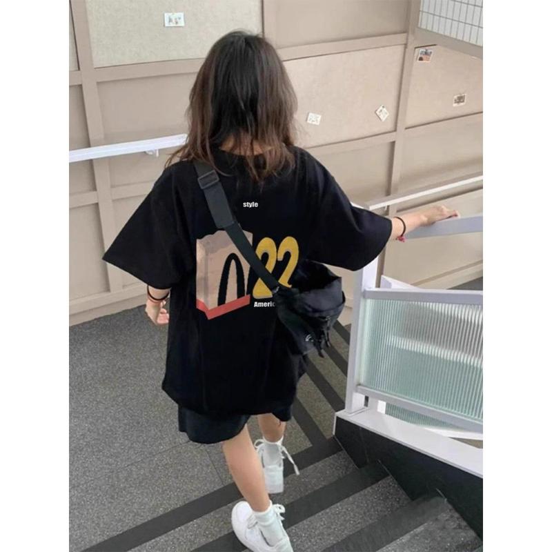 2025 [33000 People Collect This Brand] 100% Cotton National Fashion American Letter Short Sleeve T-shirt Men's Summer 2025 New Design Sense Niche Half Sleeve Top 1