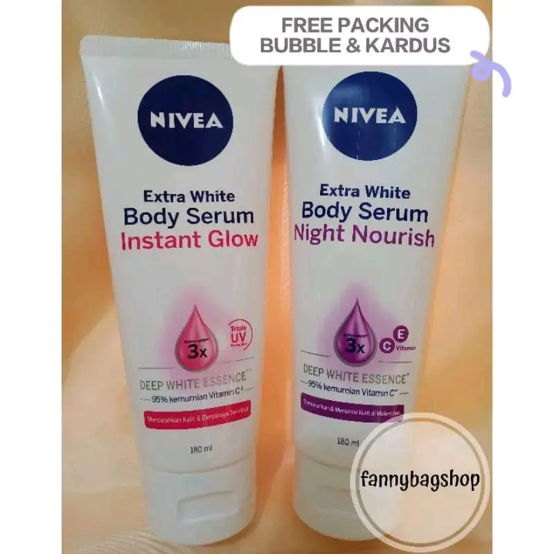 [Paket Pagi dan Malam] Paket Nivea Body Serum Instant Glow dan Night Nourish 180ml