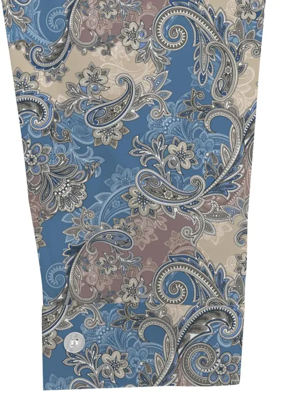 【Plus Size】 Paisley Print Curved Hem Shirt, Casual Long Sleeve Collared Top for Spring, Women's Plus Clothing for Daily Wear 5
