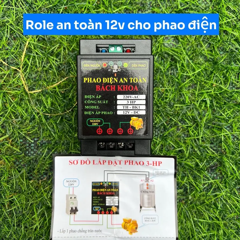 Rơle chuyển nguồn 12v cho phao điện lên bồn nước công xuất 3hp 0