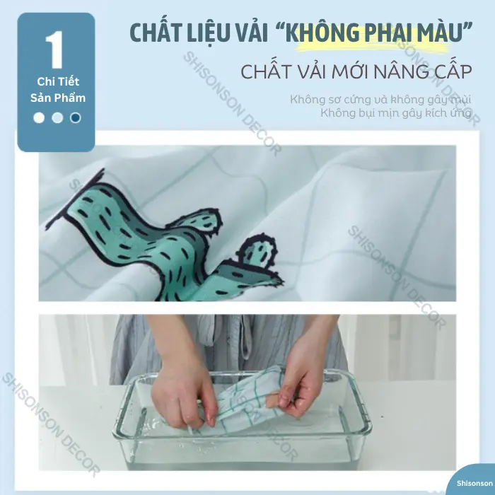 Rèm cửa dán tường Shisonson Decor 2 lớp họa tiết chống nắng, cản sáng, cản tia UV 4
