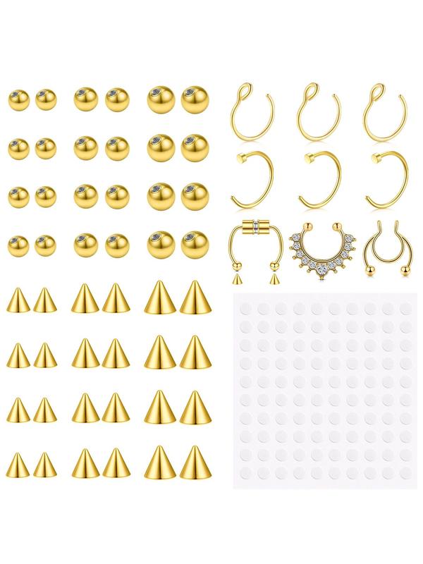 Fake Eyebrow Ring Fake Lip Labret Studs Replacement Balls Spike with  Sticker,  Non-piercing Body Jewelry, Fashion Accessories for Women & Men 1