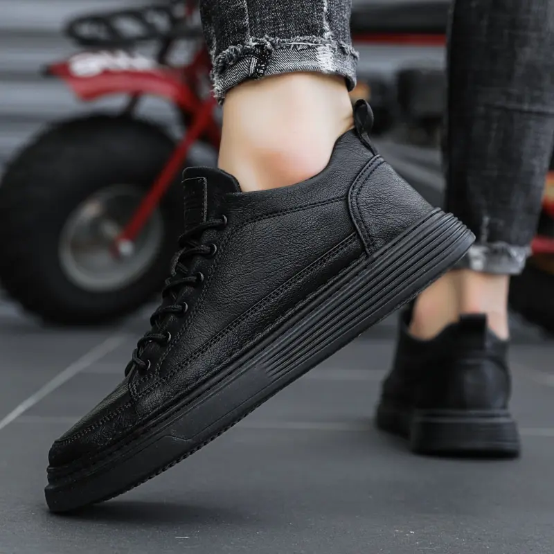 Giày Sneaker Nam, Giày Da Nam Cao Cấp Kiểu Mới 2024 Shoes Cao Su Đế Bằng Đế Cao 7