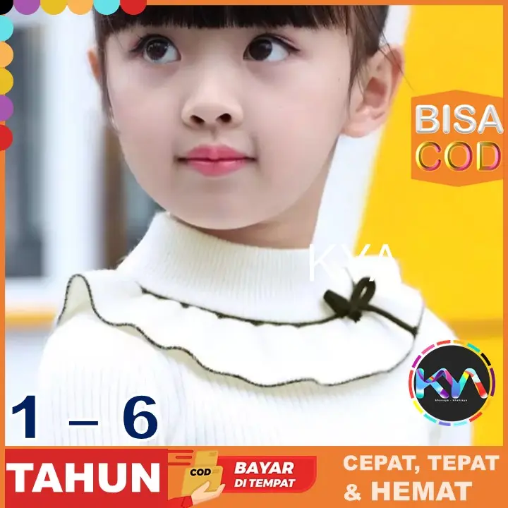 atasan anak perempuan lengan panjang pariasi pita, KYA stile korea Slim-fitting