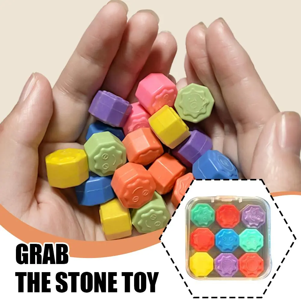 9pcs Korean Traditional Play Game Gonggi Jack Stone Pebbles Set W/Round Case