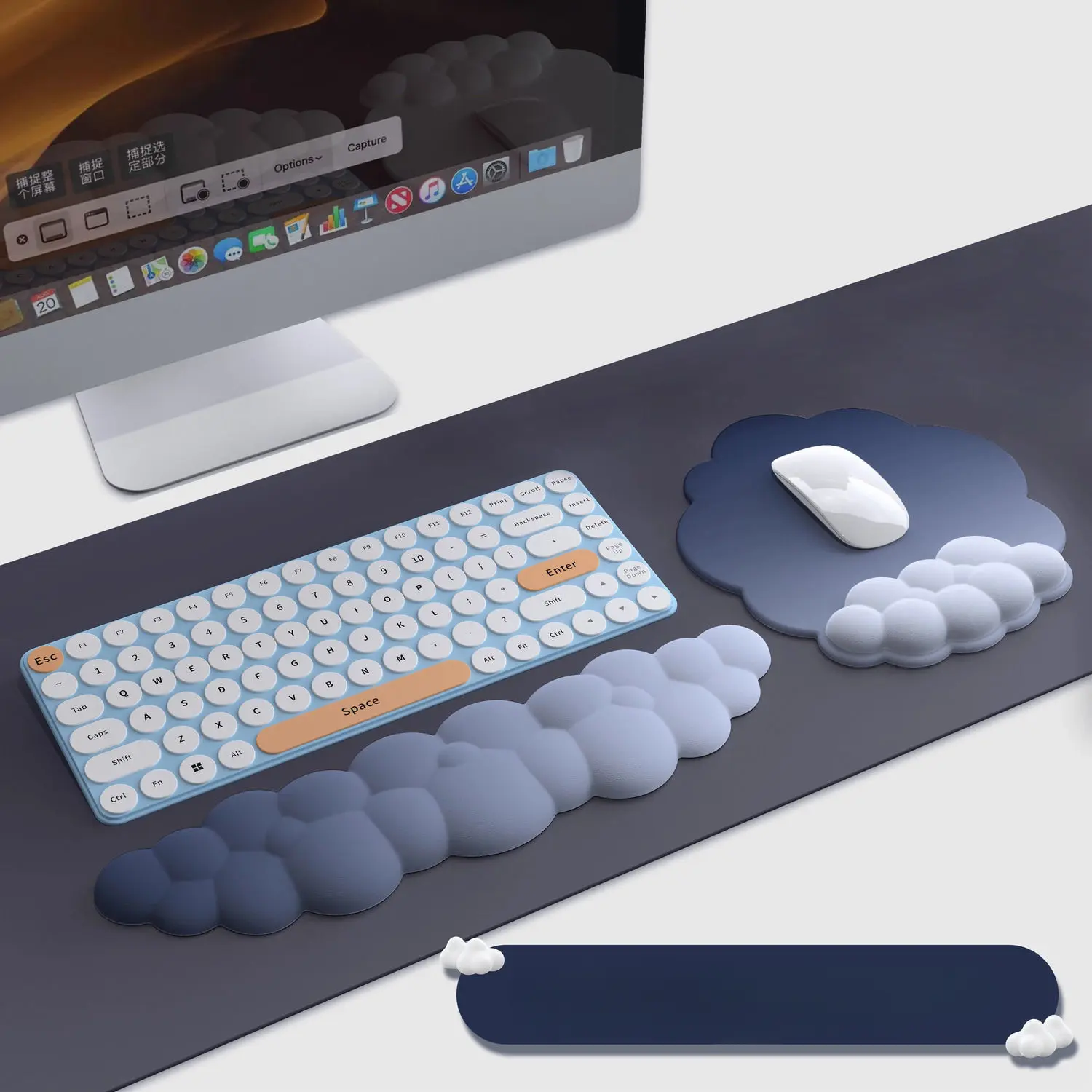 New Gradient Cloud Spathemia Mouse Pad Wrist Suit Keyboard Support Silicone Hand Guard Wrist Rest Girl Wrist Pad