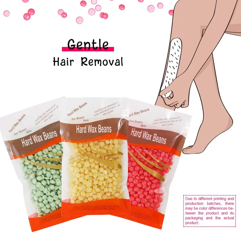 Hard Wax Beans, 3 Packs Hair Removal Wax Beads, Wax Heater Accessories for All Face Body Parts, Painless Hair Removal Products for Women & Men 2