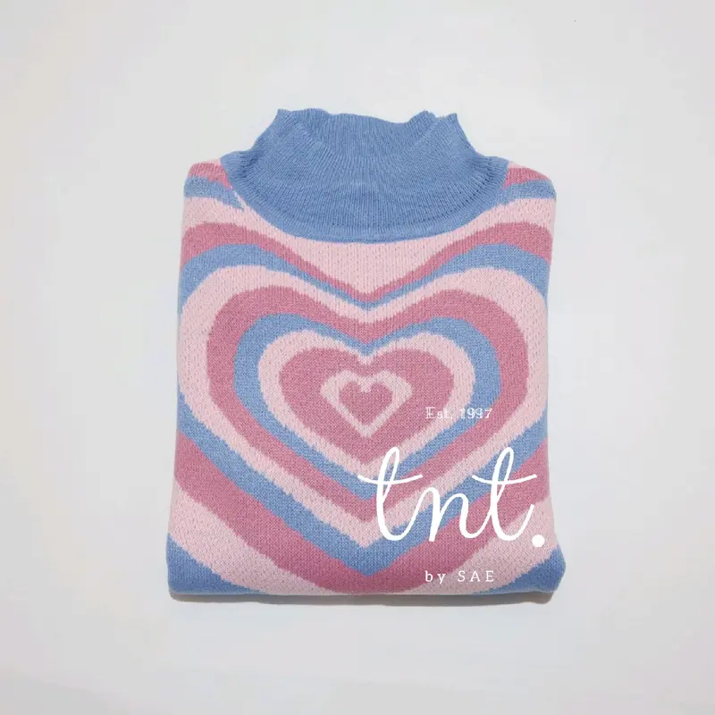 Sweater Big Love Heart Knit Premium Knitwear Atasan Wanita Motif Cantik Santai 4