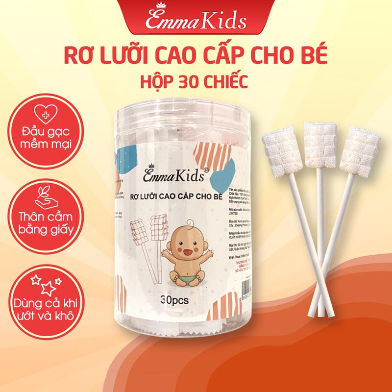 Que Rơ Lưỡi Cao Cấp Cho Bé EmmaKids Hộp 30 Que Gạc Rơ Lưỡi Que Tưa Lưỡi An Toàn Cho Bé