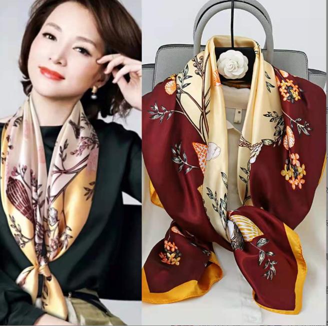  Khăn quàng cổ 90x90cm trùm đầu nữ công sở quấn tóc quấn túi làm áo yếm lụa du lịch 