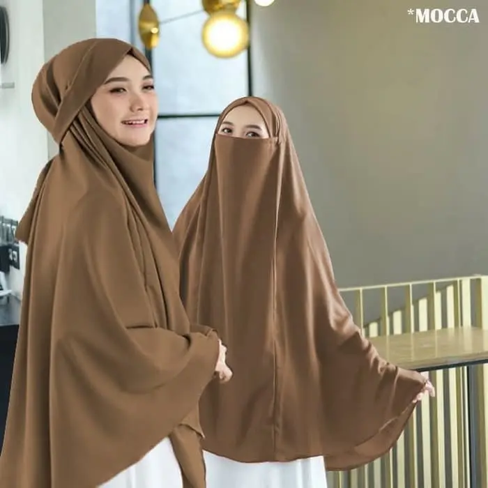 Jilbab Hijab Kerudung Instan French Khimar Cadar Madinah Syar'i Mocca Terbaru Termurah Katun Santai Panjang Muslim