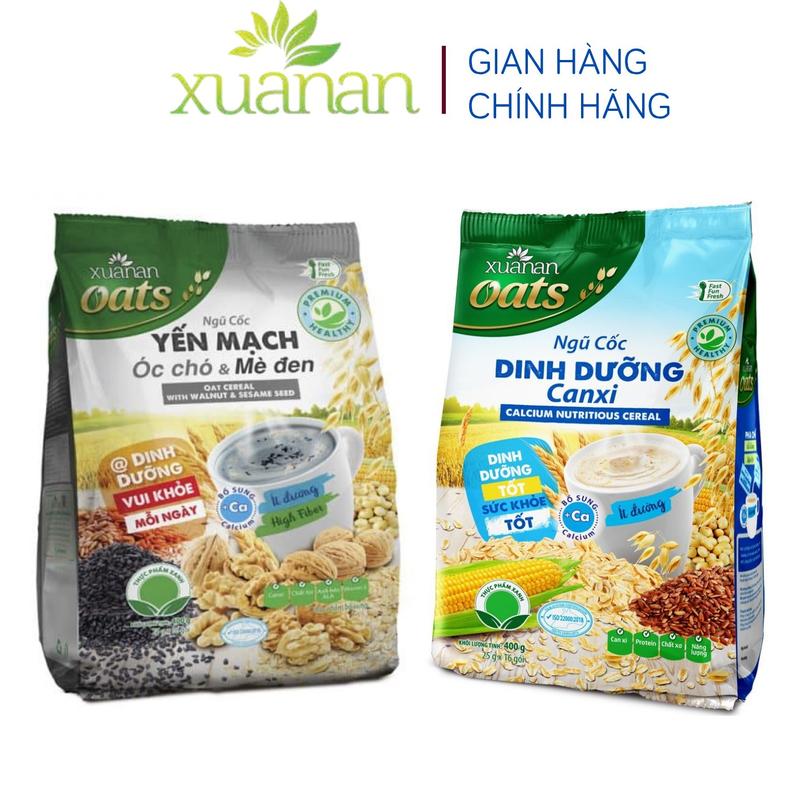 Combo 2 túi: NC Yến Mạch Óc Chó Và Mè Đen + Ngũ Cốc Dinh Dưỡng Canxi 400G