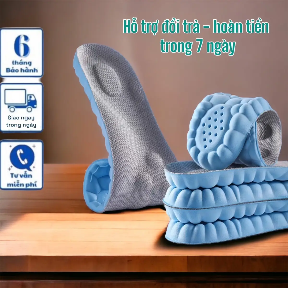 Cặp Lót Giày Loại Chuẩn 4D Cao Su Non, Công Nghệ Mới 2025 , Đàn Hồi Hấp Thụ Lực , Thoáng Khí, Giảm Mùi , Bộ Đội Tân Binh, Chơi Thể Thao, Chạy Bộ Đi Làm, Nhảy Aerobics - Miếng Lót Giày