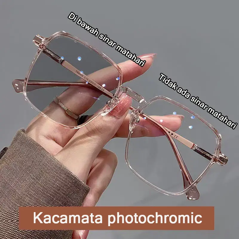 Kacamata Anti Radiasi Blue Light untuk Perempuan - Lensa Photochromic Berubah Otomatis, Cocok untuk Di Dalam & Luar Ruangan